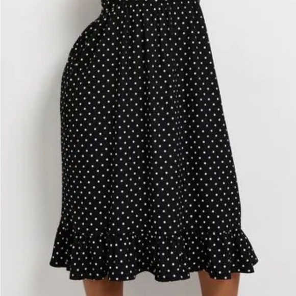 River Island Size 18 Black Frill Detail Spot Dress - Picture 5 of 8